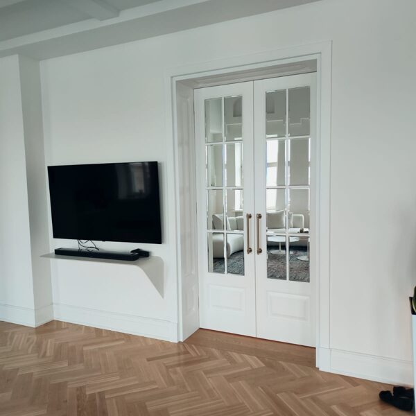 Painted MDF doors with mirror panels/decorative moldings
