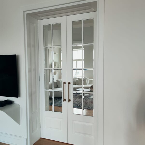 Painted MDF doors with mirror panels/decorative moldings