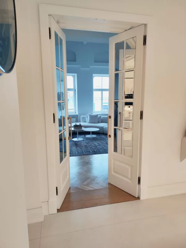 Painted MDF doors with mirror panels/decorative moldings