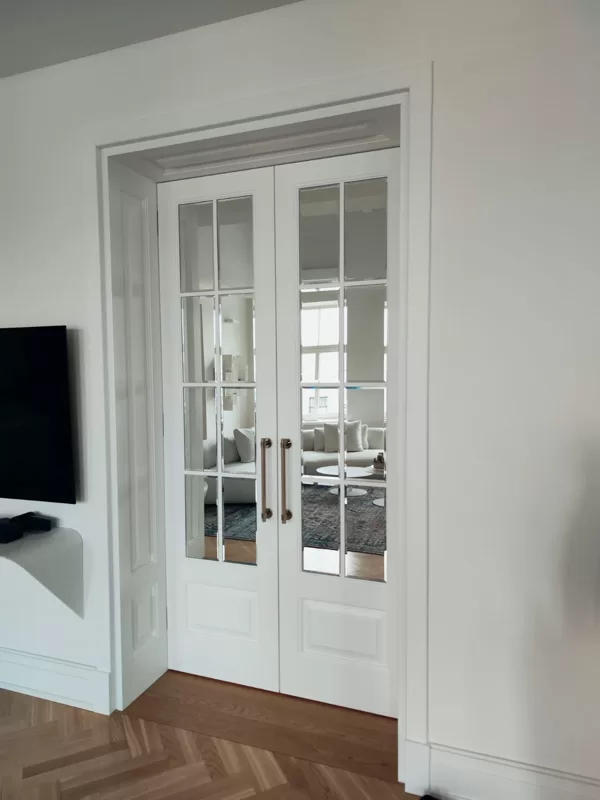 Painted MDF doors with mirror panels/decorative moldings